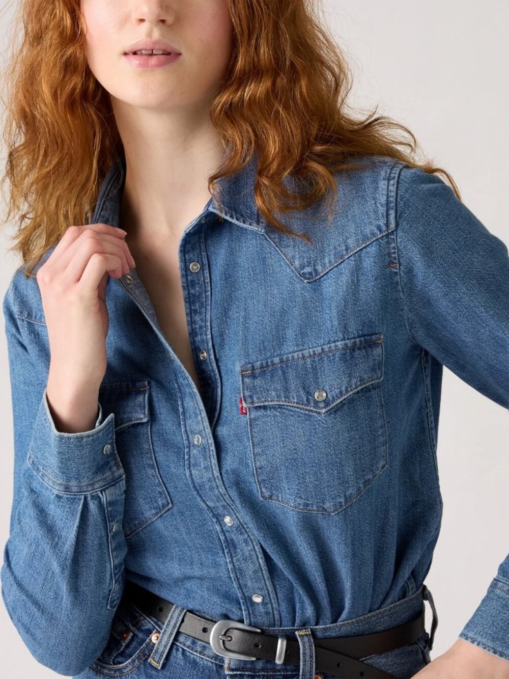 Levi's Ultimate Western Denim Pearl Snap Button Up Shirt Women Size XXL - Picture 7 of 16